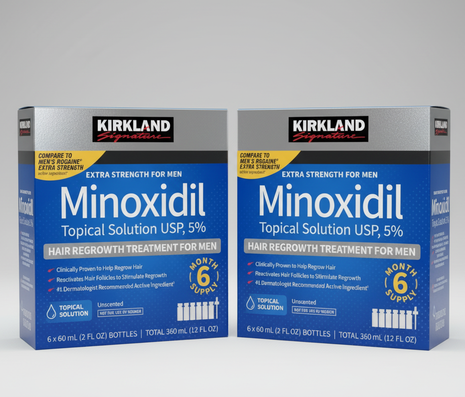 Gemini_Generated_Image_e7fscle7fscle7fs (Pack of 2) Kirkland 5% Minoxidil Hair Regrowth for Men – 6 Month - Image 1